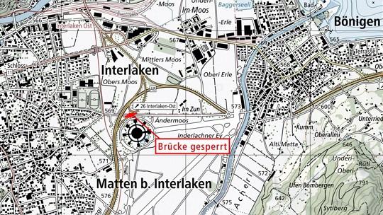  A8 Interlaken-Ost Sperrung 